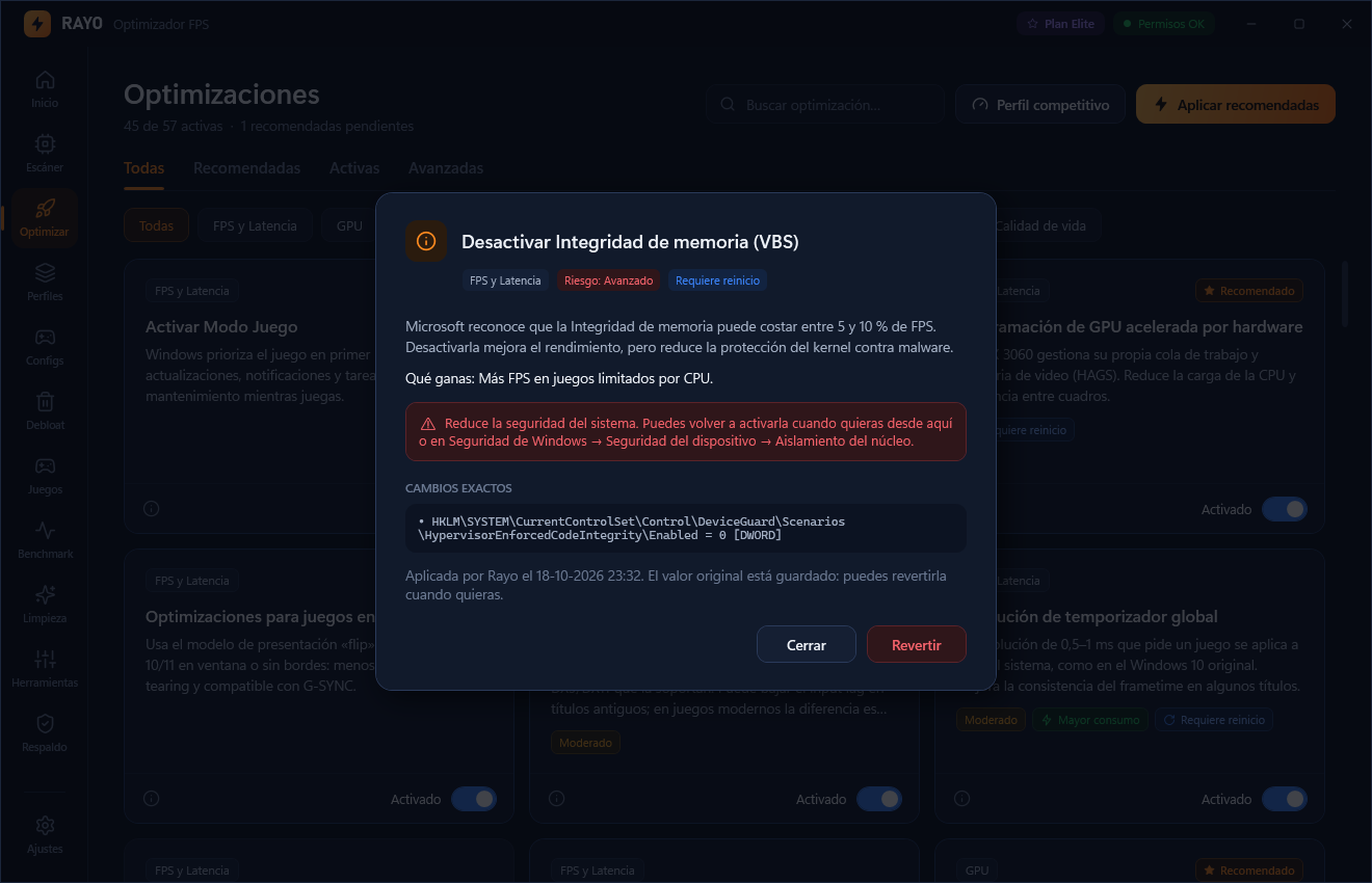 Detalle de una optimización